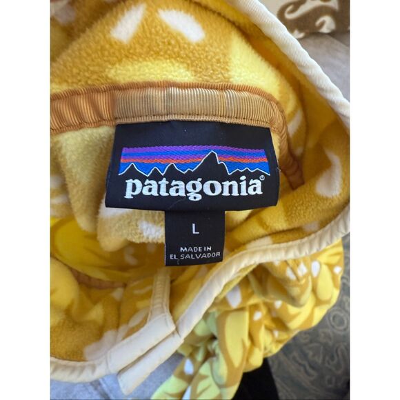 Patagonia Womens Synchilla Flower Fleece Snap-T Pullover Sweater Yellow Large - Picture 15 of 16